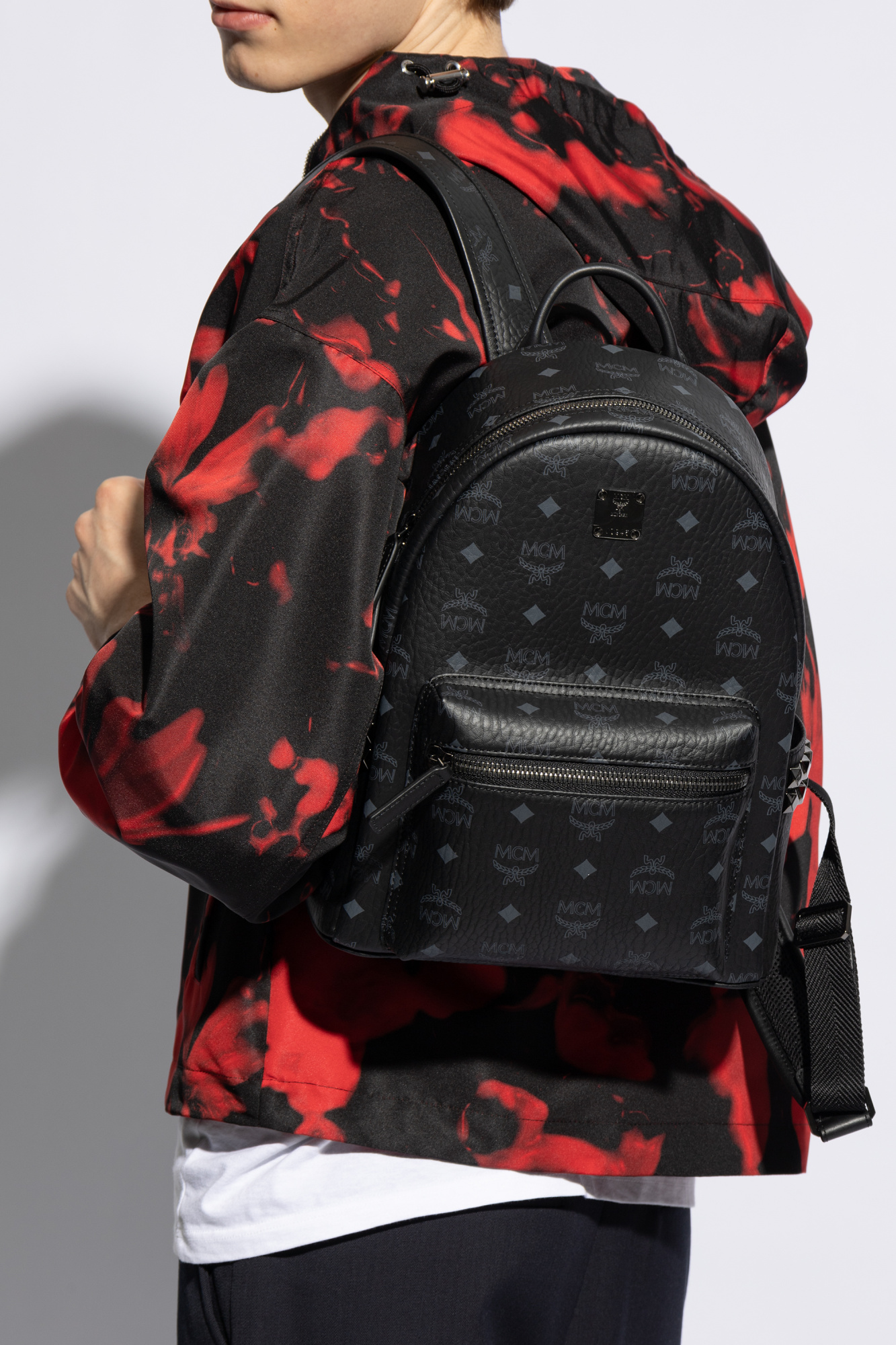 Mcm bookbag black sale